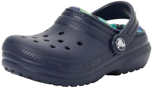 Image of Crocs Unisex Kids Clog, Classic Lined Bold Check Clog T, Navy, 8 UK Child
