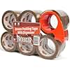 TAPEBEAR Brown Packing Tape with Dispenser, 2.6mil Thick, 1.88" x 55Yard Secure Sticky Brown Tape Heavy Duty Packaging Tape Refills for Carton Sealing, Shipping, Mailing & Storage