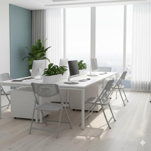 Image of MRC Lazer Folding Chair with Breatheable Nylon Seat for Space-Saving Design for Home, Office, and Dorm Rooms Kitchen,Work,Sturdy,Garden,Balcony,Restaurant Chair - Grey