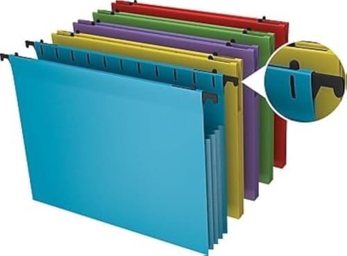 STAPLES Poly Expanding Hanging File Pockets, Letter, Assorted, 5/Pack (3 Packs of 5)