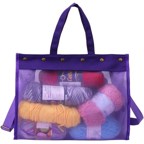 Image of Knitting Bag Large Yarn Storage Organizer,Yarn Bags for Crocheting,Crochet Storage Bags for Crochet Hooks,Knitting Needles,Knit Bags Ideal Knitting & Crochet Gift(Purple)