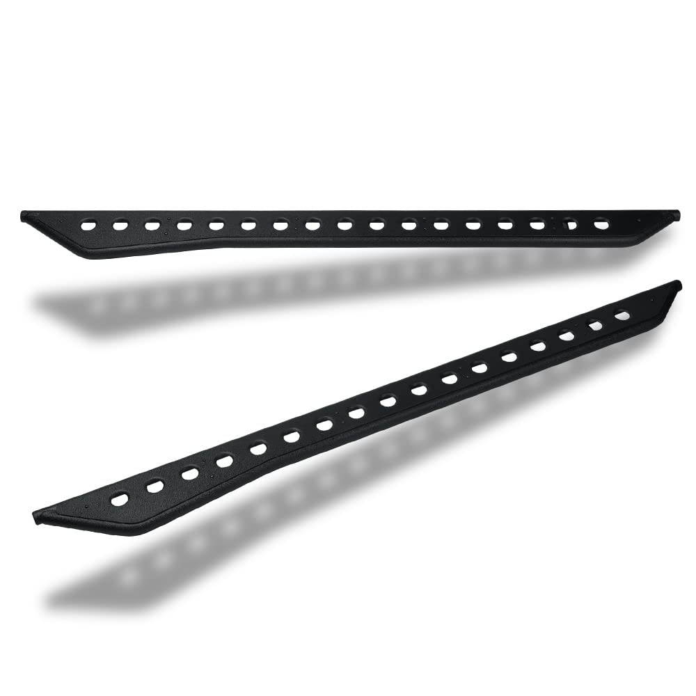 TLAPS 7422457055069 Compatible with 2007-2018 Chevy Silverado/GMC Sierra Crew Cab Textured Black Round Pattern Rock Slider Rocker Style Side Step Rail Nerf Bars