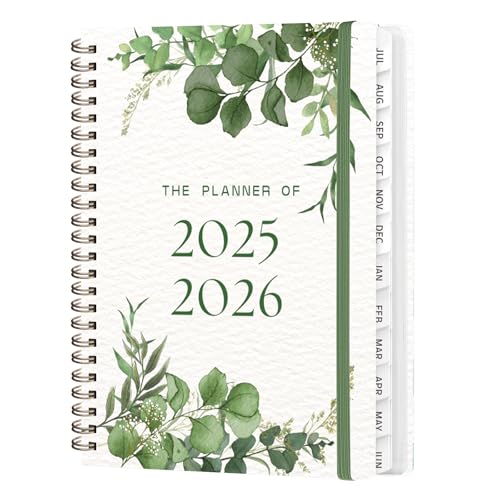 Image of Planner 2025-2026 for Women & Men, Weekly and Monthly Calendar Notebook (July 2025 - June 2026), Hardcover Spiral Bound School Teacher Student Planner with Tabs, Inner Pocket, A5 (6.3" x 8.5")