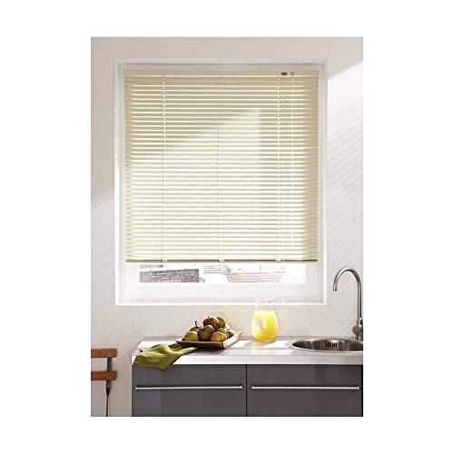 MADECOSTORE Estor Veneciano Aluminio Beige – 50 x 175 cm – Mecanismo autobloqueante – Listones de 25 mm