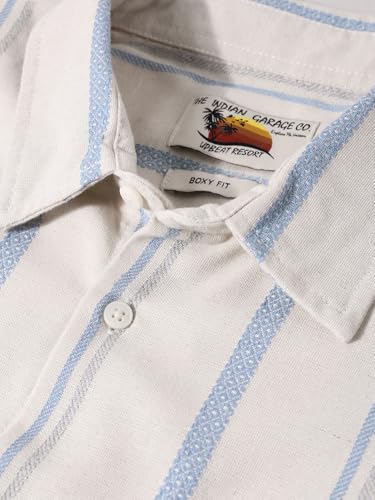 Image of THE INDIAN GARAGE CO Men Boxy Fit Textured Resort Shirt