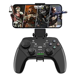 Megadream Wireless Mobile Gaming Controller Gamepad for iPhone/Android/iPad/PC/Swit... Joystick with Phone Holder, Supported Cloud Game, Streaming on PS5/Xbox, Turbo, COD (Schwarz)