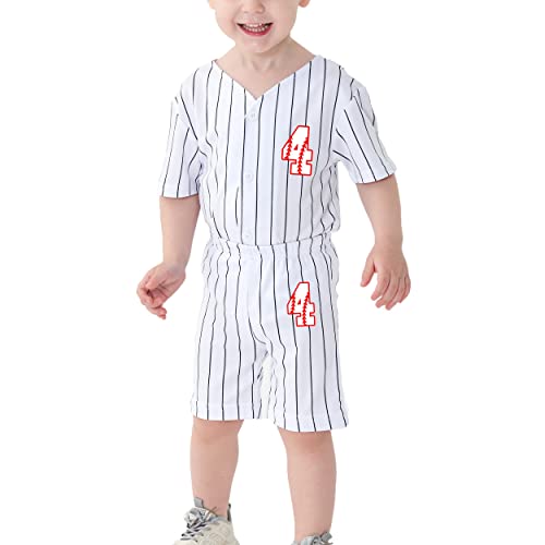 Image of BAICAIYU Toddler Boys Birthday Outfit Kids Baseball Jersey and Pants Suit Set 2nd 3rd 4 Years Old Stripe Cute Summer Clothes