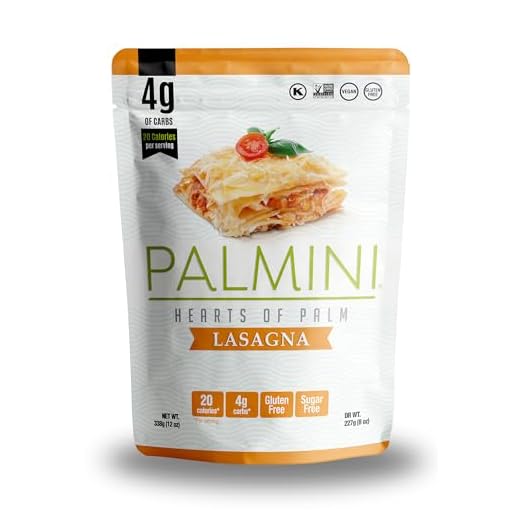 PALMINI Lasaña - Palmito – Bajo en calorías – Bajo en carbohidratos – Keto - Vegano – Libre de OGM – Libre de Gluten – Sin azúcar – 338g | (Pack de 1 unidades)