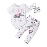 ❤【Con estilo y adorable】: Estampado de elefante de dibujos animados con diadema de lazo a juego para hacer que tu bebé sea más adorable.El diseño de volantes de manga corta hará que tu bebé se vea más elegante.