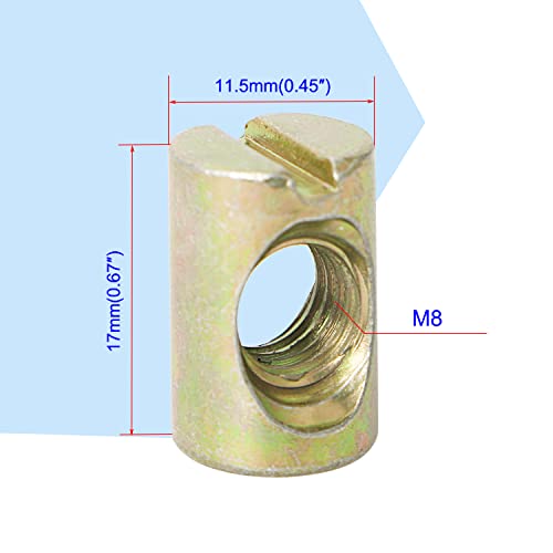 Aopin Barrel Nuts Cross Dowels Slotted Nuts For Furniture Beds Crib Chairs, M8 X 17Mm, 10Pcs #TOP1
