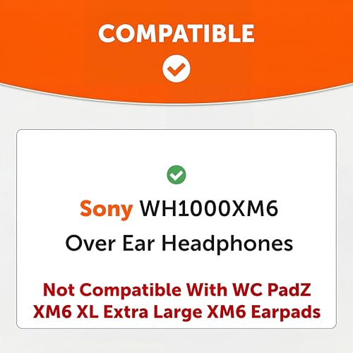 Image of WC SweatZ XM6 - Patented Silicone Earpad Sweat Covers Compatible with Sony WH-1000XM6 by Wicked Cushions | Does not fit WC PadZ XM6 XL | Sweatproof & Easily Washable | Black