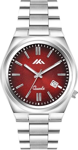 Image of PAPIO Men's Quartz Analogue Watch, Silver Stainless Steel Band, Round Dial with Date Display