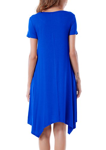 Image of Women Casual Loose Soft Crewneck Short Sleeve Pockets Swing T-Shirt Dress