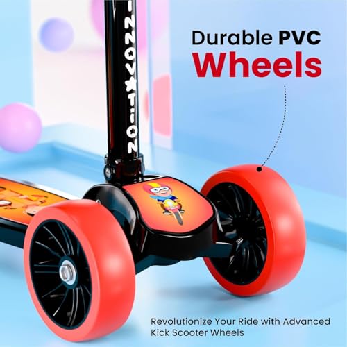 Image of Hardware Foldable Kick Skating Scooter for Kids 3+ Years | Adjustable Height & Strong Frame | Durable PVC Wheels | Outdoor Fun Ride, 50Kg Capacity (Red) (RED)