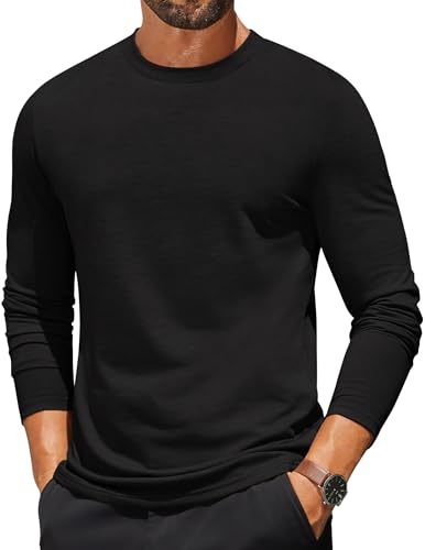 COOFANDY Mens Long Sleeve T Shirts Crew Neck Casual Basic Tee Shirt Lightweight Pullover Shirts