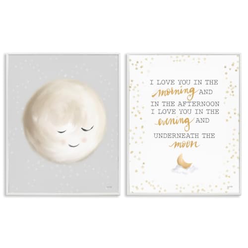 I Love You Moon Quote Illustration, 24 x 30 Inch Framed Giclée Print Set