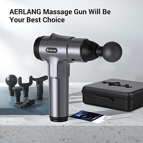 Aerlang Portable Handheld Percussion Massager Gun With 6 Massage Heads, Massage Gun Deep Tissue With 20 Speeds Lcd Screen And Carrying Case For Athletes To Relief Pain And Relax #TOP6