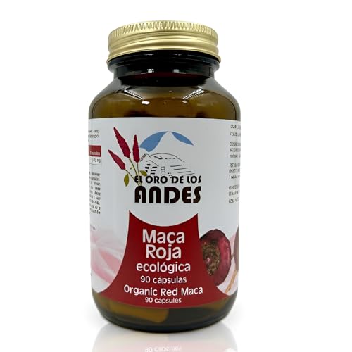 El Oro de los Andes Maca Roja Orgánica 90 cápsulas | Suplemento Natural para Energía y Bienestar | 2100mg por Dosis | Raíz de Maca Roja Ecológica