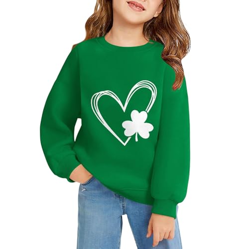 Kids St Patricks Day Sweatshirt Boys Girls Long Sleeve Green Clover Print Shirt 2025 Irish Outfit Clothes3