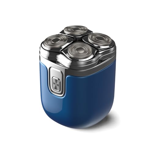 Electric Shaver for Black Men's Bald Head - Curved 4D Rotary Blades Prevent Razor Bumps, IPX6 Waterproof Wet/Dry Trimmer with Fast Charging & LED Display (Matte Blue)