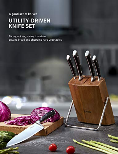 Kitchen Knife Set, 6-Piece Small Knife Set with Wooden Block, Super Sharp, High Carbon Stainless Steel Cutlery Knife Block Set - Thumbnail 4