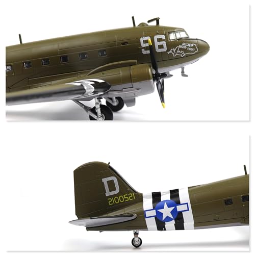 NUOTIE Douglas C-47 Skytrain 1/100 Metal Diecast Aircraft Model kit, WWⅡ US C47 'Night Fright' Military Transport Model Airplane for Adult Collection or Gift - Image 7