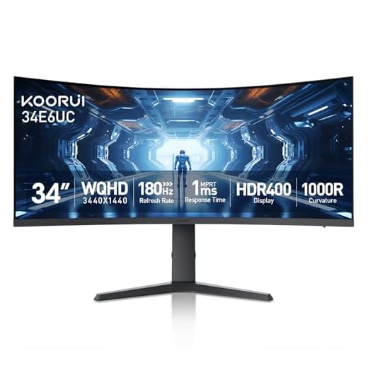 KOORUI 34-inch Curved Ultrawide WQHD 3440×1440 Gaming Monitor, 165Hz 1000R- PIP/PBP, 1ms(MPRT), HDR400, DCI-P3 95%, FreeSync Premium, 1 x DP 1.4 & 2 x HDMI 2.0, Tilt Height Swivel Adjustment, 34E6UC