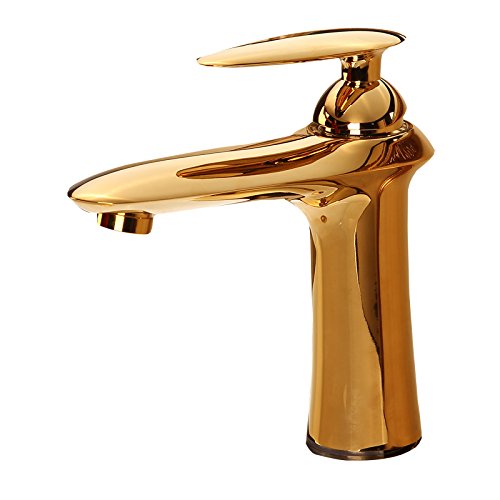 Robinet de salle de bain anti calcaire mitigeur cuivre doré haute qualité
