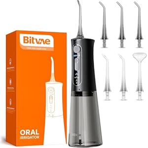 Bitvae Water Dental Flosser for Teeth, Cordless Water Teeth Cleaner Picks, 3 Modes 5 Intensities, IPX7 Waterproof, Rechargeable Water Dental Picks for Cleaning – Black