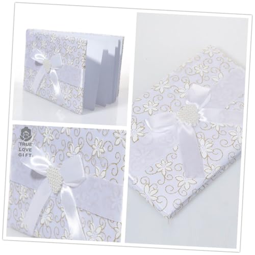 Mipcase Libro de Visitas para Bodas Flores Grandes y Gemas de Imitación Libro de Firmas Estilo Europeo de Tela Elegante y Romántico para Fiestas y Eventos para Bodas y Compromisos