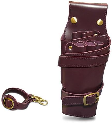 luxury leather scissors case 5 Ding storage scissors Hairdresser trimmer professional dedicated Professional scissors bag (For women;Purple) from JPN