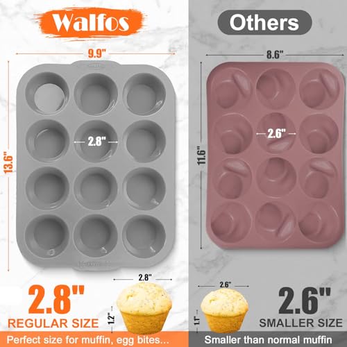 image for Walfos Silicone Muffin Pan with Metal Frame, 2.8 Inch Regular Size Sil
