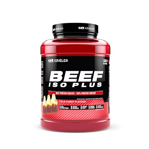 OUT ANGLED Beef Iso Plus, Beef Protein Isolate Powder, High Protein, Zero Fat and Sugar | 1.8kg 60 Servings | Paleo and Keto Friendly, Dairy and Gluten Free (1.8kg, Cola Candy) - Made in The UK