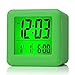 Plumeet Reloj Despertador Digital con Snooze, luz de Noche Suave, Pantalla Grande con Hora, Fecha y Alarma, Alarma con Sonido Ascendente y tamaño portátil, niños (Verde)