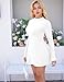 YMDUCH Women's Elegant Long Sleeve Mock Neck Backless A-line Party Mini Dress White
