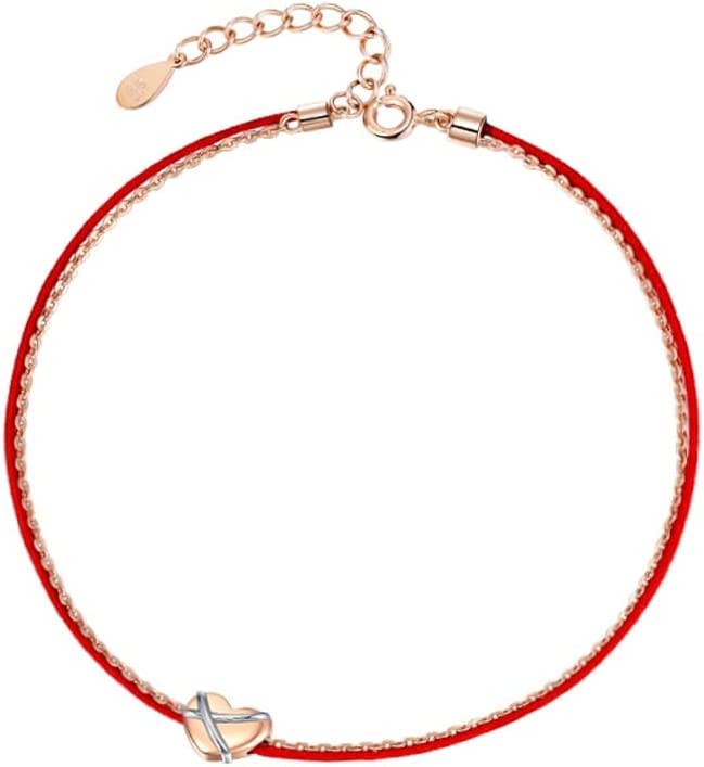 Tobilleras para mujer de moda con hilo rojo y cadena de pie fina