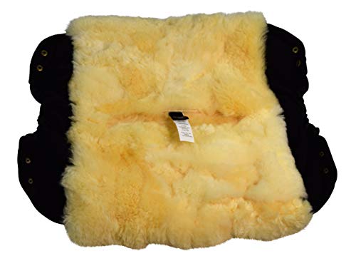 Naturasan Lammfell Handwärmer, warmer Kinderwagen Handmuff mit Lammfell Innenfutter, Muff, Kiwa, Buggy, Jogger, Radanhänger, HW-02 (Schwarz)