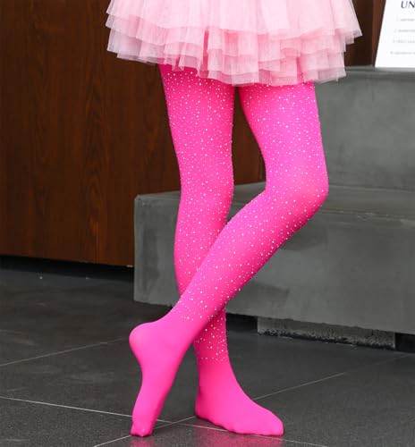 Image of VINICUNCA Girls Sparkle Rhinestone Tights Ultra-Soft Footed Dance Stockings Cospaly Accessories