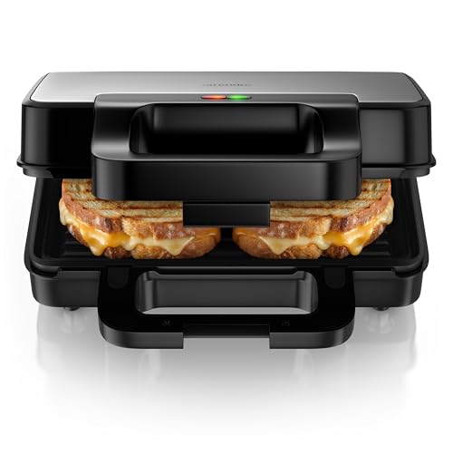 Arendo - Sandwichmaker 3 in 1 - mit Wechselplatten - Kontaktgrill – Waffeleisen – Sandwichmakler XXL - Antihaftbeschichtung – für Sandwiches, belgische Waffeln, Grillgut uvm - klein und kompakt