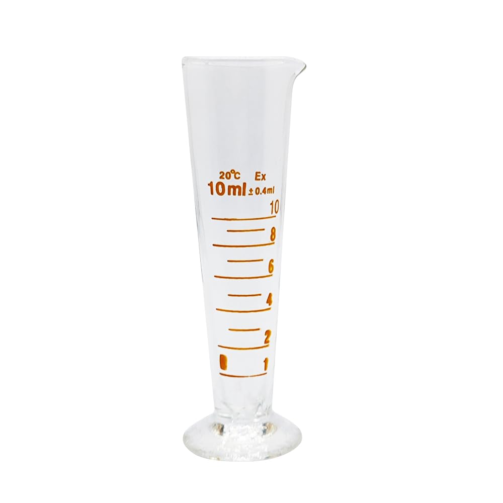 1 misurino conico graduato da 5 ml a 2000 ml con base in vetro per farmacia, con beccuccio (10 ml)