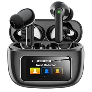 Kopfhörer Kabellos Bluetooth 5.4, In Ear Bluetooth Kopfhörer mit Touchscreen & 5 EQ-Modi,kopfhörer bluetooth ANC & ENC Noise Cancelling,48H Spielzeit, IPX7 Wasserdicht Sport & Gaming kopfhörer-Schwarz