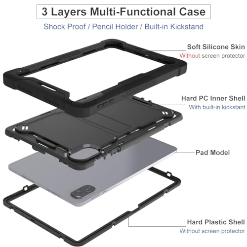 Coque Honor Pad X9 11.5" antichoc noire avec support intégré