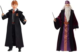 Harry Potter Ron Weasley Collectible Doll (10.5-Inch) with Hogwarts Uniform, Gryffindor Robe and Wand, FYM52 & ™ Professor Dumbledore Collectible Doll with Hogwarts™ Fashion and Wand