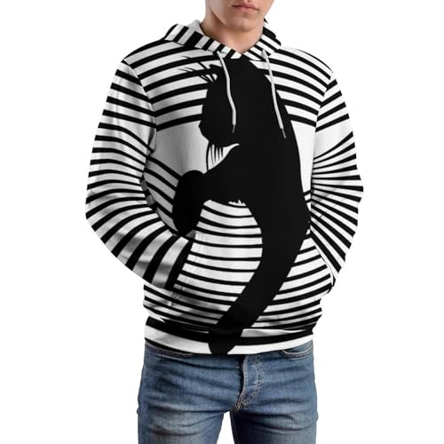 Hoodie Chat Noir De Poche UMENG avec capuche et manche longue, pull noir unisexe S - 6