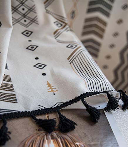 You Sa 2Pcs Farmhouse Boho Print Bedroom Curtains With Tassel Geometric Striped Bohemian Room Darkening Window Panel Curtains Set, Rod Pocket Top, Set Of 2, 59''Wx63''L #TOP7