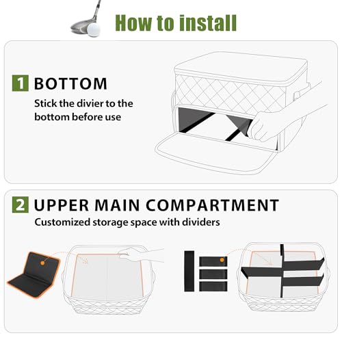 Image of PGmoon 2 Layer Golf Trunk Organizer, Golf Car Storage Organizer with Individual Ventilated Compartment for 2 Pairs Shoes, Golf Car Locker for Balls, Clothes, Tees, Gloves, Accessories (Black)