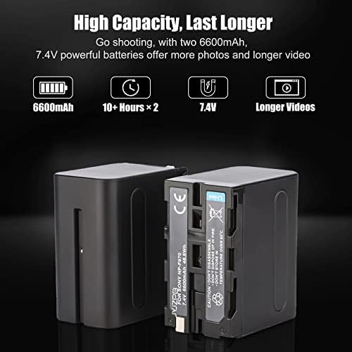 JYJZPB 2x NP-F970 NP-F960 NP-F930 NP-F950 Battery and Dual LCD Charger Compatible with Sony DCR-VX2100, DSR-PD150, DSR-PD170, FDR-AX1CCD-SC55, TR516 TR716 TR818 TR910 TR91