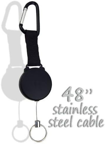 Heavy-Duty Retractable Key Chain Reel 48 Stainless Cable - Great for ID Swipe Cards Model: Office Supply Product Store
