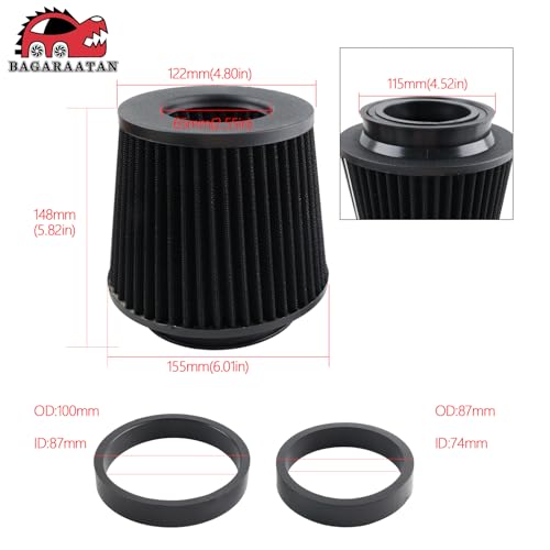 BAGARAATAN Filtro de ar frio universal, três tamanhos diferentes 76 mm/7.6 cm 89 mm/3,5