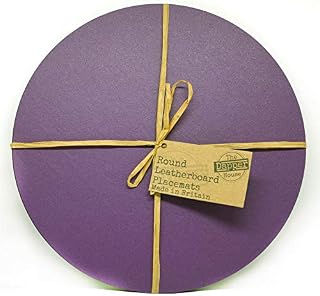 The Dapper House Set of 6 Elementary Purple Leatherboard Round Placemats - Made in UK